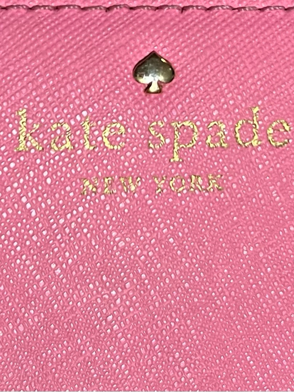 kate spade Pink Saffiano Leather Wallet with Gold Logo